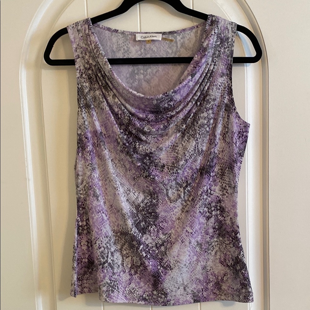 Calvin Klein Purple Ruched Fitted Tank Top